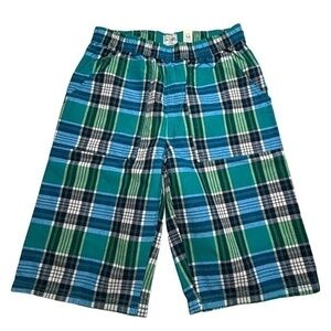The Childrens Place Boys Shorts Size 14 Green Blue Black White Plaid Shorts
